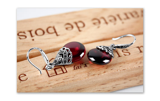 Pendientes Vintage de Granate Redondo - Image 7