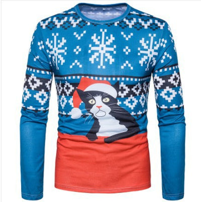 Camiseta Navideña Estampada de Manga Larga para Hombre - Image 3