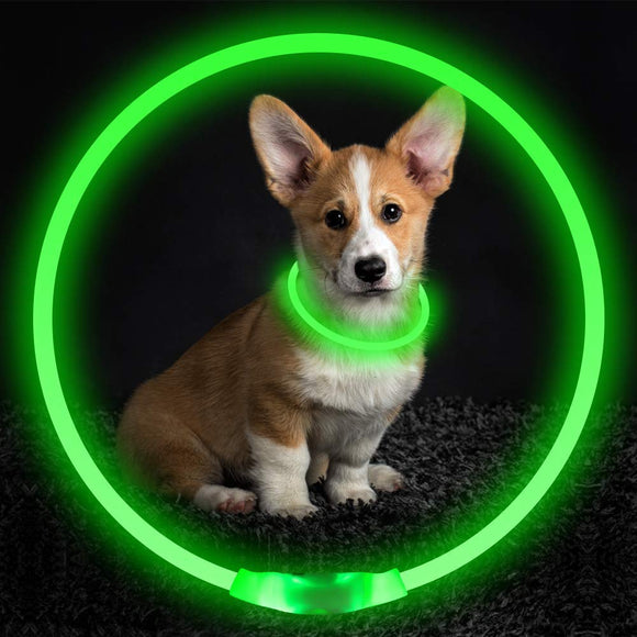 Collar LED Recargable USB para Mascotas - Luz de Seguridad Nocturna para Perros