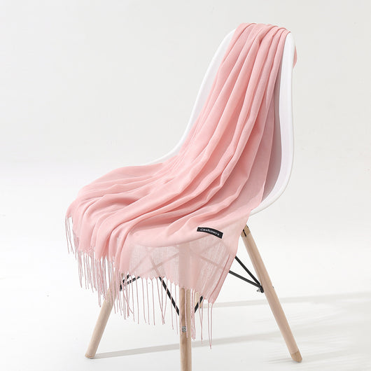 Bufanda Chal de Cachemira Otoño Invierno - Diseño Minimalista con Flecos - Image 3