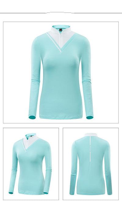 Playera Golf Mujer Cuello Alto Manga Larga Protección Solar Versión Coreana - Image 11