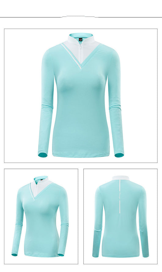 Playera Golf Mujer Cuello Alto Manga Larga Protección Solar Versión Coreana - Image 11