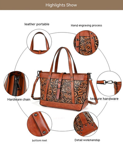 Bolso de Cuero Genuino con Diseño Tallado a Mano - Image 14
