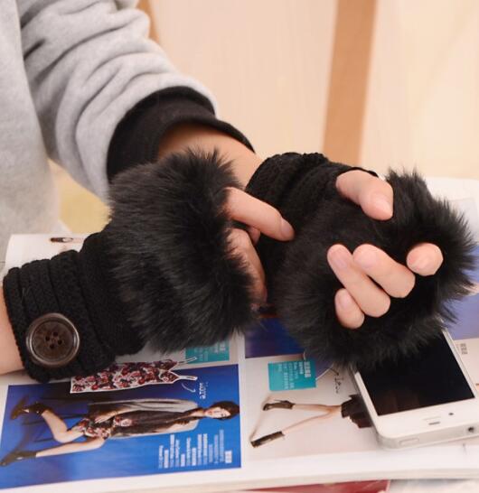 Guantes Tejidos Cálidos de Botones con Dedos Abiertos para Mujer - Image 10