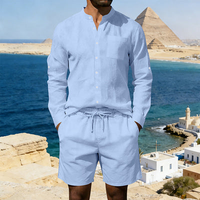 Conjunto de Camisa y Shorts de Lino para Hombre - Image 9