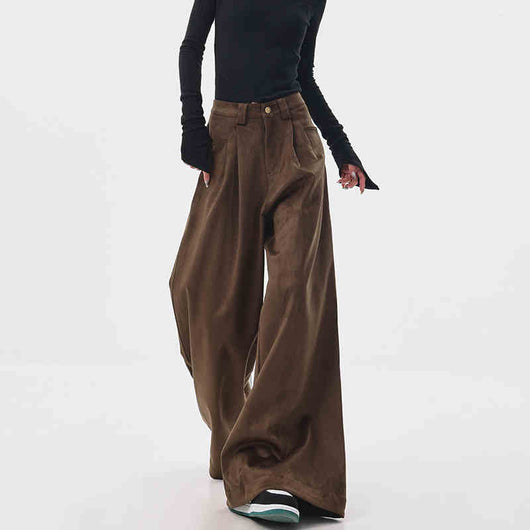 Pantalones Anchos Retro Vintage Marrón para Mujer - Estilo Casual Holgado - Image 2