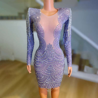 Vestido Lila con Hombros Reforzados - Corte Elegante y Cómodo