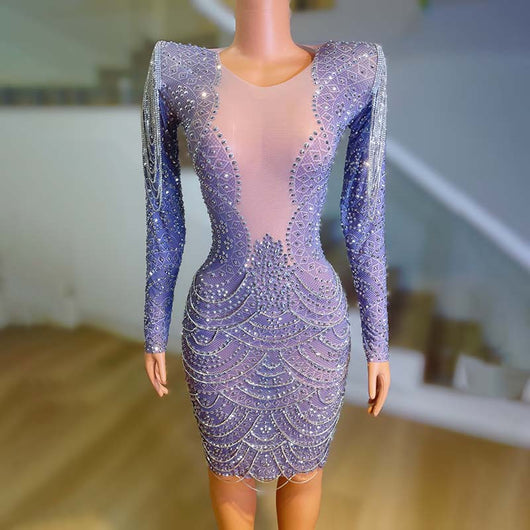 Vestido Lila con Hombros Reforzados - Corte Elegante y Cómodo