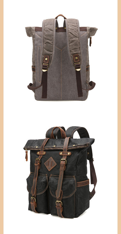 Mochila Vintage de Cuero Crazy Horse Impermeable con Gran Capacidad - Image 14