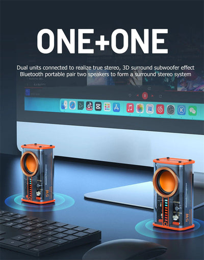 Parlante Bluetooth K07 Transparente con Luces LED Sincronizadas y Subwoofer TWS Estéreo - Image 10