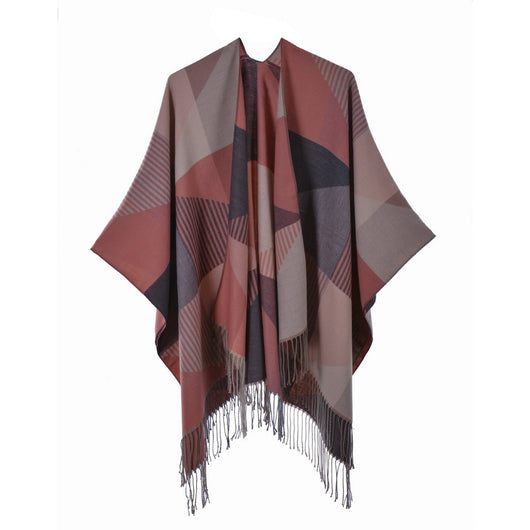 Chal Retro Grueso y Cálido con Textura Jacquard - Estilo Vintage Elegante - Image 28