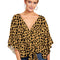 Blusa Leopardo Mujer con Nudo Floral y Mangas Murciélago - Oversize Verano