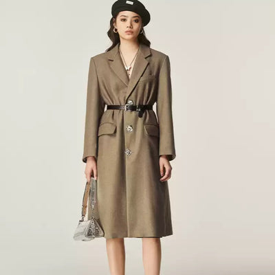 Abrigo Clásico Retro Marrón para Otoño e Invierno - Image 9