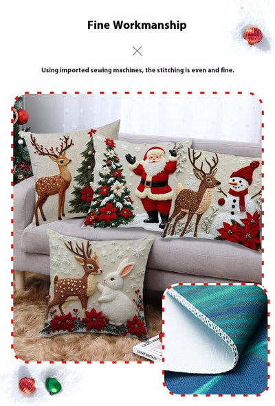 Funda de Cojín Navideño con Diseño de Alce y Conejo - Decoración Lino para Sofá - Image 16