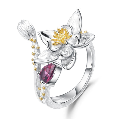 Anillo con Flor Silvestre Incrustada en Gema Natural - Image 12
