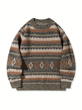 Suéter Cuello Redondo Grueso para Hombre con Diseño Estampado y Corte Relajado - Image 13