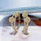 Fashion Trend Spherical Line Geometric Earrings European And American Micro-inlaid Zircon Earrings Golden Blanco zirconium
