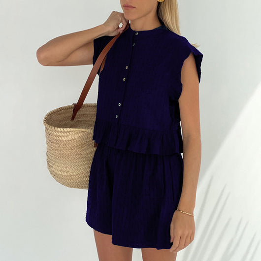 Conjunto de Verano Jacquard: Camisa y Shorts de Manga Corta - Image 13