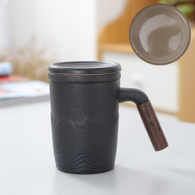 Taza Infusora de Cerámica con Tapa y Asa de Madera - Image 5