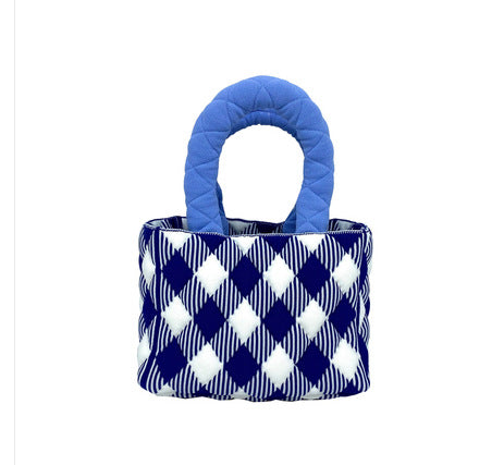 Bolsa Cuadrada Pequeña de Algodón Tejido con Bloques de Color