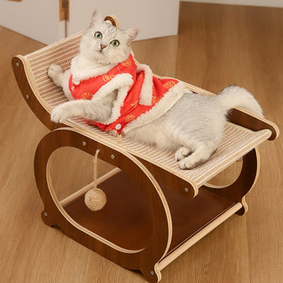 Cama Rascador para Gatos de Madera Sólida y Fibra de Sisal