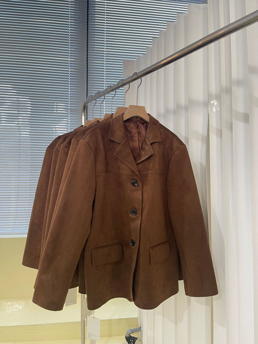 Blazer de Cuero Retro Marrón para Mujer - Image 13