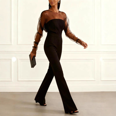 Jumpsuit Elegante de Cintura Alta con Malla y Tubo para Mujer - Image 3