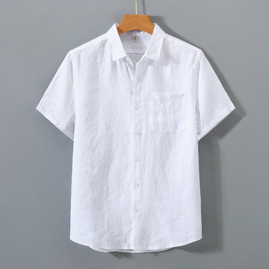 Camisa de Lino a Rayas Manga Corta - Image 6