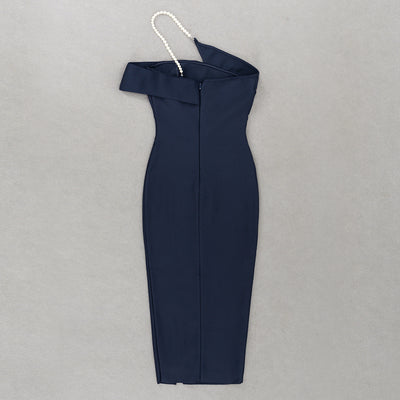 Vestido Bandage Azul Ajustado con Escote al Hombro y Abertura Lateral - Image 20