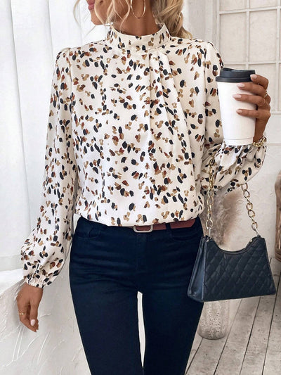 Blusa Estampada Cuello Mao Manga Larga Coordinable para Mujer - Image 7