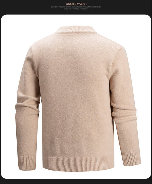 Suéter Casual de Cuello Alto Medio en Colores Sólidos para Hombre - Image 10