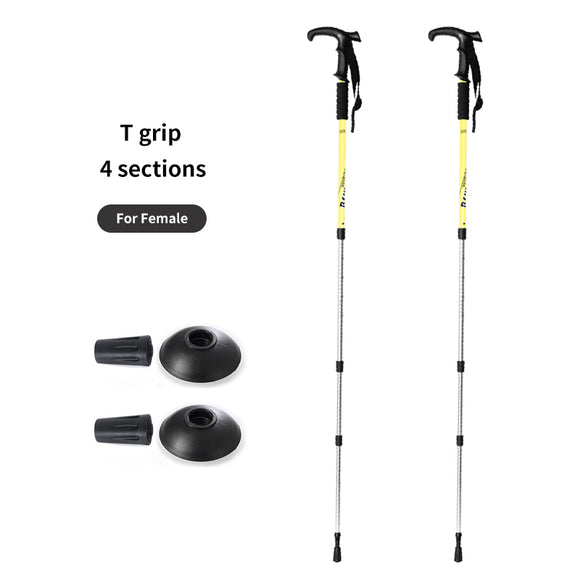 Bastones de Trekking Ultraligeros Plegables de Aluminio con Mango Recto