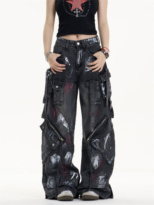 Pantalones Vaqueros de Trabajo Mujer Cintura Alta Bolsillos Múltiples - Image 3