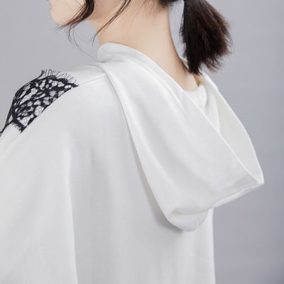Sudadera con Capucha y Costuras Asimétricas de Encaje para Mujer - Image 15