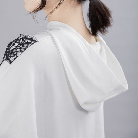 Sudadera con Capucha y Costuras Asimétricas de Encaje para Mujer - Image 15