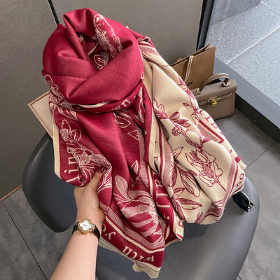 Bufanda Térmica Reversible Estampada - Chal Grueso Doble Faz