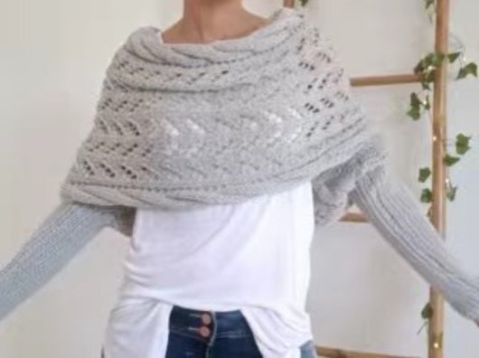 Chal Tejido Cálido Otoño-Invierno con Mangas Caladas para Mujer - Image 15