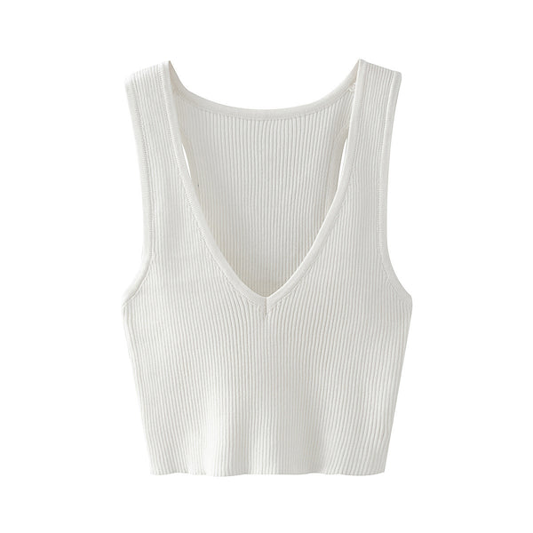 Chaleco Ajustado de Punto con Escote Profundo para Mujer