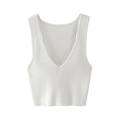 Chaleco Ajustado de Punto con Escote Profundo para Mujer - Image 2
