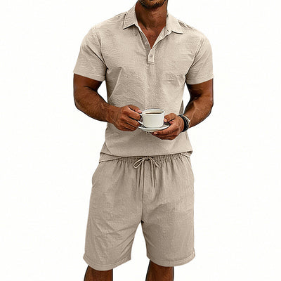 Conjunto de Shorts y Camiseta de Lino para Hombre - Ajuste Relajado - Image 15