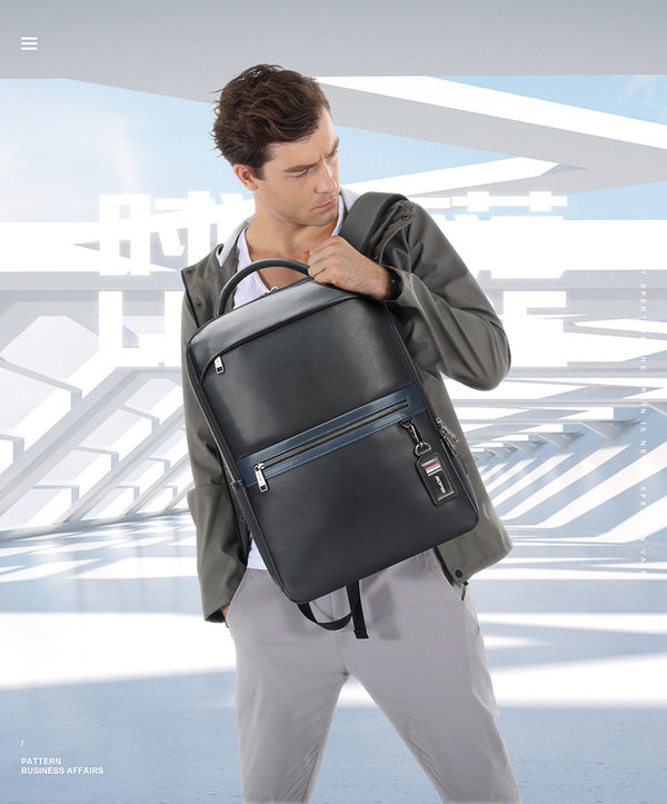 Mochila Ejecutiva de Cuero con Gran Capacidad y Múltiples Compartimentos