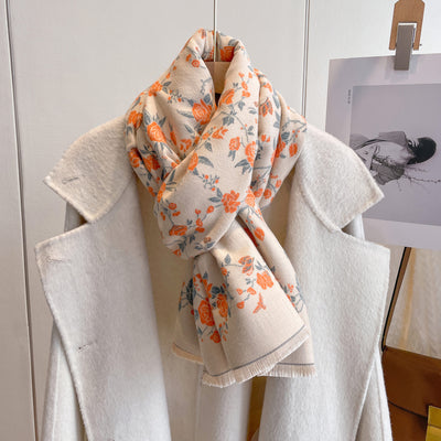 Bufanda Térmica Estampado Floral - Abrigo de Cachemira Artificial Impermeable al Frío - Image 2