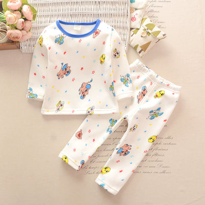 Toddler unisex long-sleeve underwear set with colorful car print in blue, yellow, and pink on a white background. - Image 9