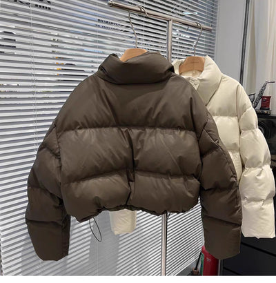 Chaqueta de Plumas de Pato Blanco con Cuello de Pie para Mujer - Image 25