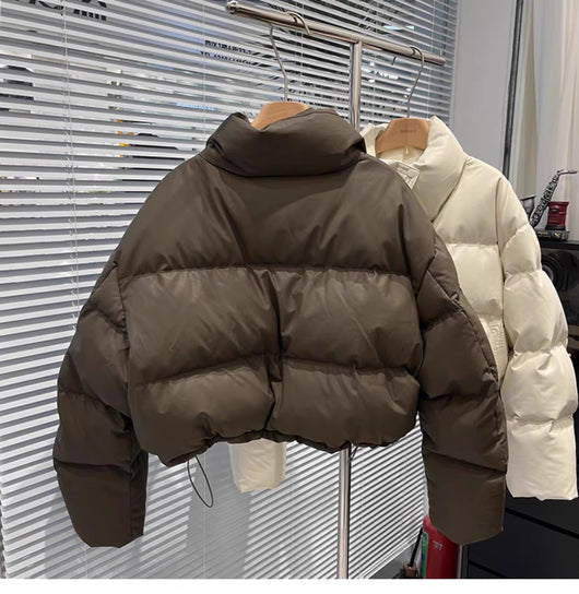 Chaqueta de Plumas de Pato Blanco con Cuello de Pie para Mujer - Image 25