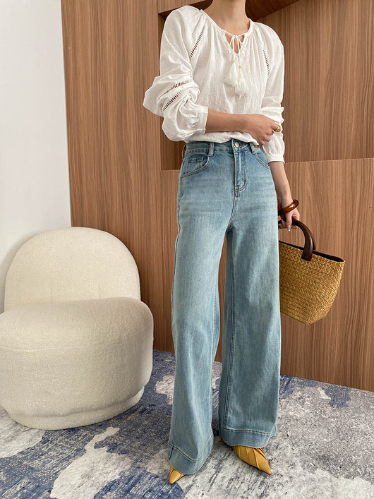 Jeans Talle Alto Elásticos Lavados con Corte Amplio y Cintura Ajustada - Image 22
