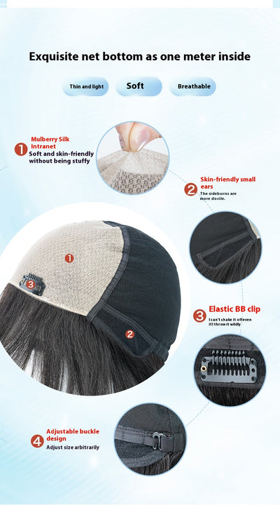 Peluca de Cabello Humano Real con Funda de Seda Tejida a Mano - Image 9