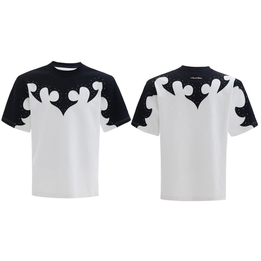 Playera Hombre Cuello Redondo Algodón Pesado con Bordado 3D Flor Quemada y Cristales - Image 2