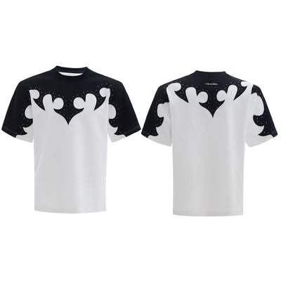 Playera Hombre Cuello Redondo Algodón Pesado con Bordado 3D Flor Quemada y Cristales - Image 2
