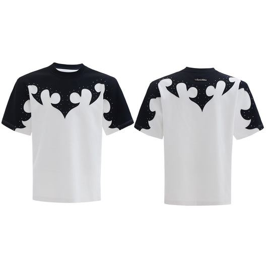 Playera Hombre Cuello Redondo Algodón Pesado con Bordado 3D Flor Quemada y Cristales - Image 2